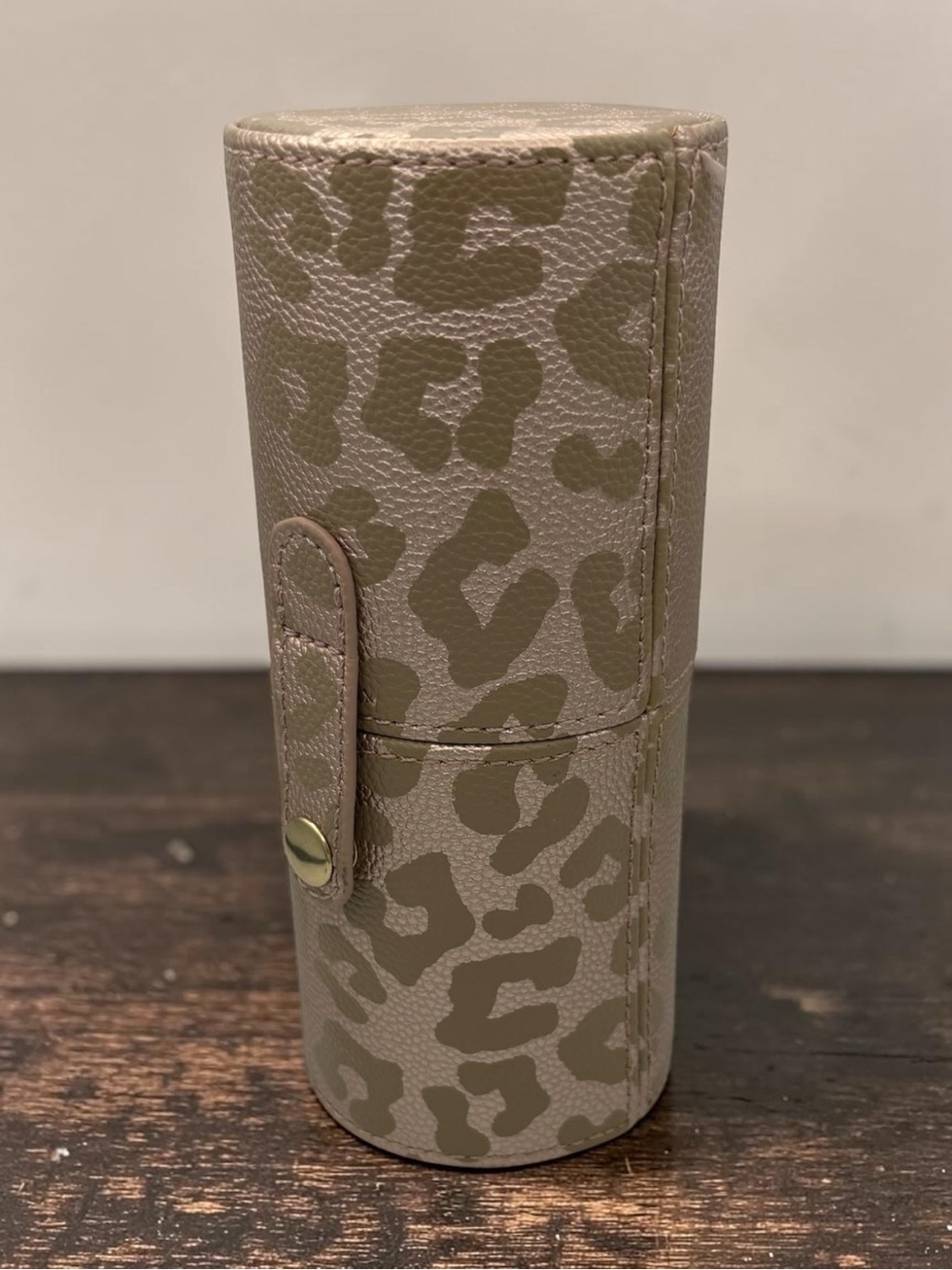 Hollis Rose Gold Mini Makeup Brush Lipstick Liner Case Travel Bag Leopard Print - Picture 4 of 10